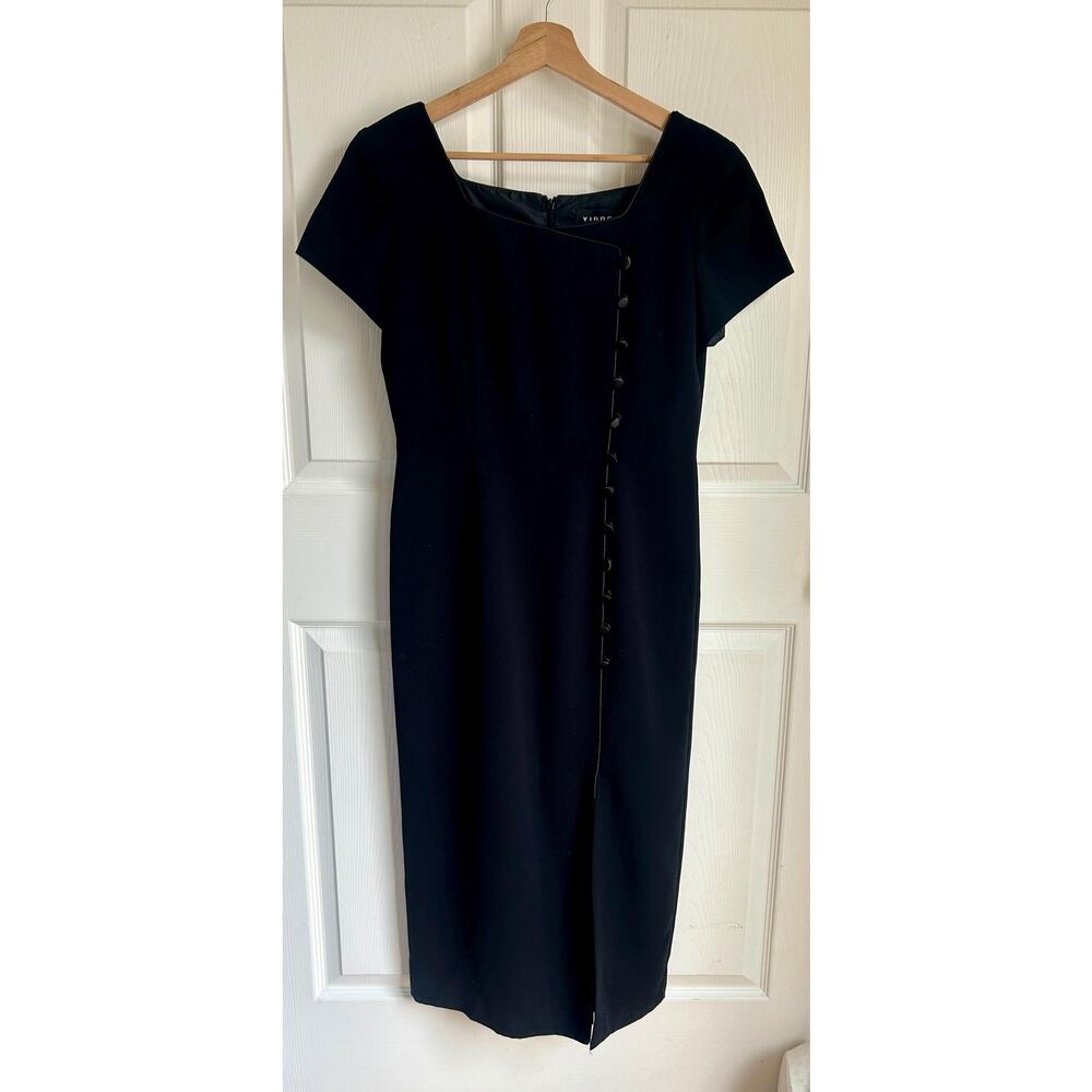 Vintage Women's Black Short Sleeved Pencil Dress Size Small | Jackie O Style